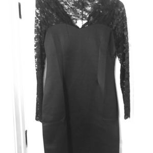 Lace sleeve Black Dress